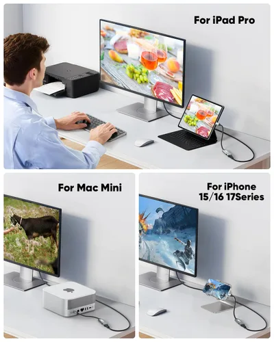 Miniatura 5 de Adaptador USB C a DisplayPort 1.4 8K a 60Hz, adaptador USBC a DisplayPort compatible con Thunderbolt 5/4/3 (4K @240Hz/144Hz, HDR, 32.4Gbps DP)