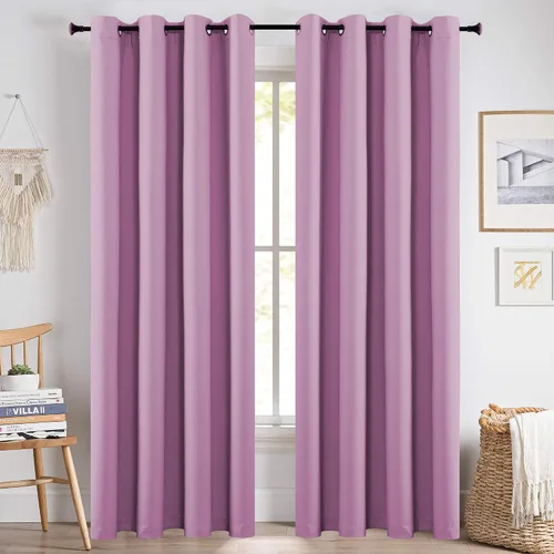 Miniatura 22 de KEQIAOSUOCAI Cortinas rosa bebé de 63 pulgadas para habitación de niñas - Con aislamiento térmico que oscurece la habitación, cortinas de ventana