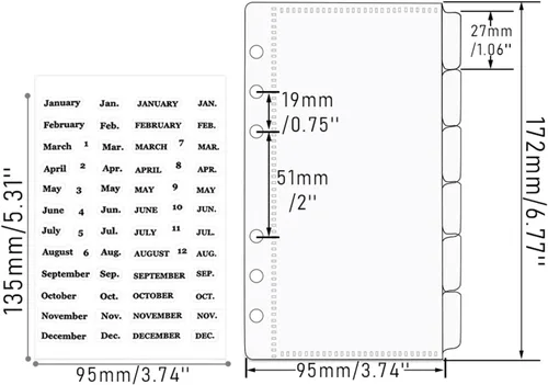 Miniatura 6 de NatSumeBasics Divisores de bolsillos para carpetas A5 sin cremallera, 6 sobres con pestañas para rellenar con efectivo, insertos transparentes