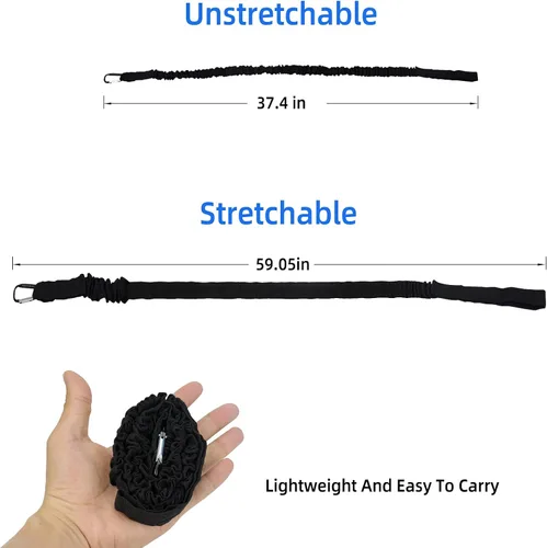 Miniatura 6 de Correa de remo de kayak, 1 paquete de cordón elástico en espiral para kayak, remo, caña de pescar que se extiende hasta 59 pulgadas (negro)