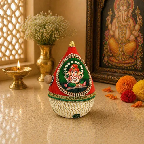 Miniatura 2 de LOVENSPIRE Shriphal Mangal Kalash Coco decorado para boda Shagun Decorativo Nariyal Mangal Nariyal Kalash Set Boda Pooja Nariyal Decorado Nariyal