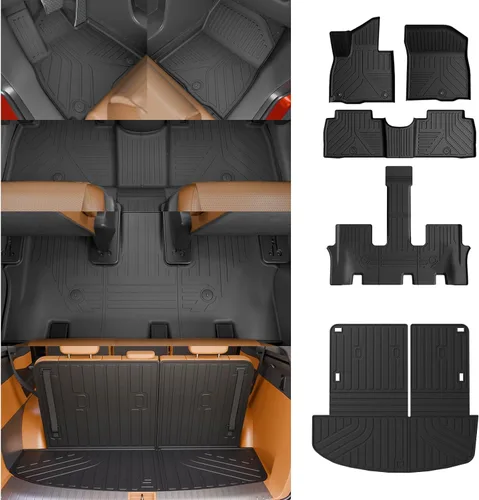 Miniatura 16 de Alfombrillas de Piso Compatibles con Ford Explorer 2020-2026 de 6 Asientos, Alfombrilla de Maletero, Forro de Carga TPE, Protector de Asiento