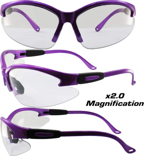 Miniatura 8 de Birdz Gafas Flamingo - Lentes de seguridad para el trabajo, bifocales, montura púrpura + lentes transparentes de aumento 2.0