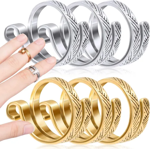 Miniatura 11 de ANCIRS Paquete de 2 Anillos de Bucle de Tejido de Ganchillo para Dedos, Anillo de Tensión de Ganchillo Ajustable, Soportes de Dedo Guía de Hilo de 1