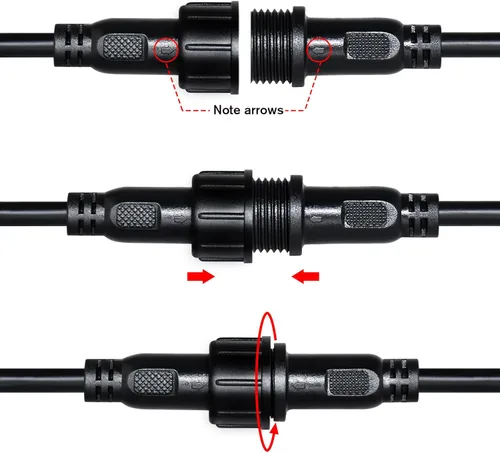 Miniatura 6 de Conector de tira LED de 2 pines 18AWG IP65 macho hembra 7.87 pulgadas, cable de extensión para automóvil, camión, barco, conector LED impermeable
