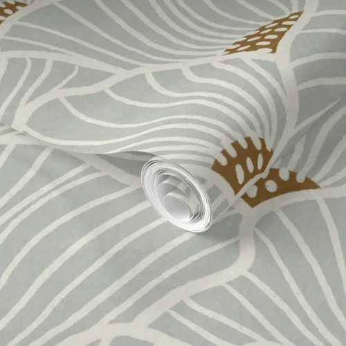 Miniatura 2 de Spoonflower Muestro de papel tapiz extraíble - Flores neutras modernas líneas geométricas suaves costeras a gran escala papel pintado prepegado