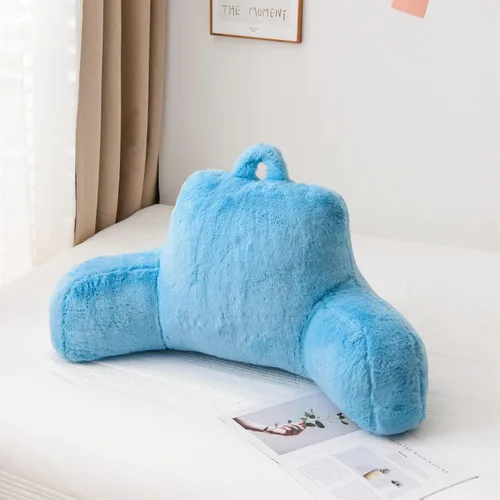 A Nice Night Almohada de lectura de piel sintética con cuña para adultos y niños, respaldo con brazos para sentarse en la cama/sofá para reposo en