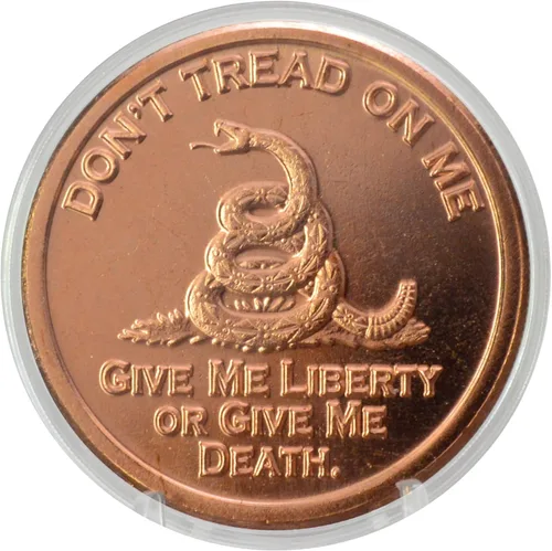 Moneda Don't Tread On Me, Dame Libertad O Dame La Muerte Serpiente De Gadsden, 1 oz De Cobre Puro.999 Redondo Moneda Conmemorativa De Desafío En