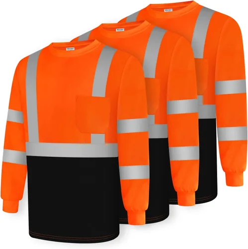 Miniatura 6 de Camisas de alta visibilidad para hombres Clase 3 Hi Vis reflectantes, camisas de seguridad para construcción para hombres y mujeres, de manga larga