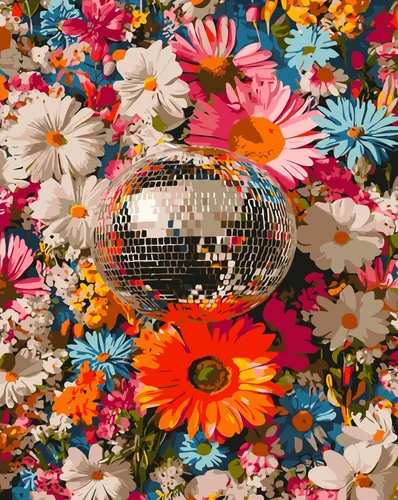 Pintura de bolas de flores por números para adultos, kit de pintura por números para adultos, paquete de pintura por números para principiantes,