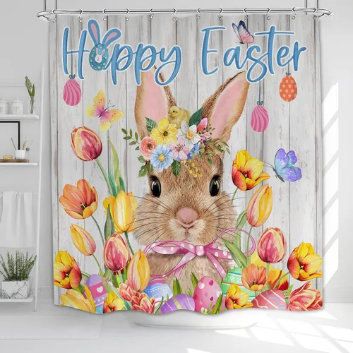 Miniatura 11 de Cortina de ducha de hojas de otoño, cortinas de calabaza para baño, cortina de baño impermeable naranja feliz otoño con ganchos para decoración, 60