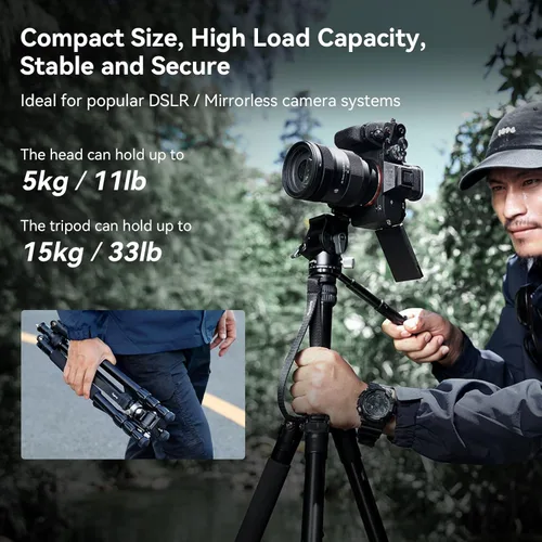 Miniatura 6 de SmallRig CT195 Kit de trípode de video, trípode de cámara de 73 pulgadas con cabezal fluido de inclinación panorámica para disparo