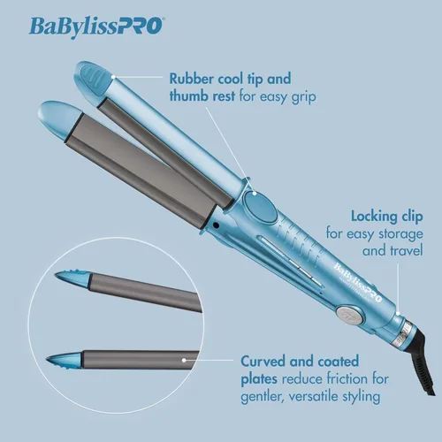 Miniatura 5 de BaBylissPRO Plancha plana de titanio nano, plancha de pelo de 1 pulgada en U para resultados profesionales de salón y todo tipo de cabello
