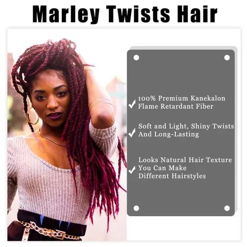 Miniatura 2 de 1 paquete de 18 pulgadas Marley trenzado de cabello trenzado Marley Twist Braids Hair Long Afro Kinky Marley para Butterfly Locs Crochet Hair (1B#)