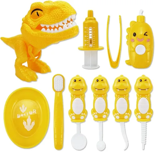 Miniatura 8 de Juego de simulación de dinosaurio de plástico, juego de dentista, kit médico de animación de animales, juguete de simulación para niños, juego