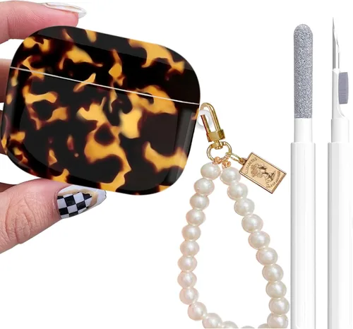 Miniatura 17 de Funda para Airpods Pro - YOMPLOW Funda protectora rígida de piel portátil y a prueba de golpes para mujeres y niñas con llavero para Apple Airpods