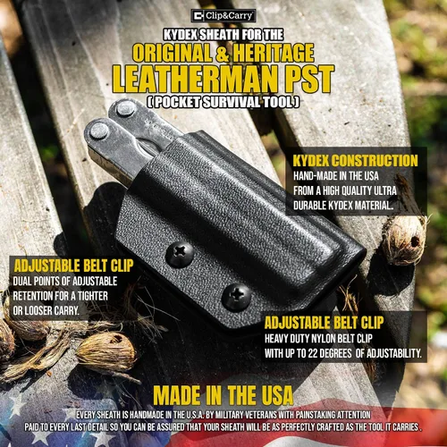 Miniatura 2 de Clip & Carry Kydex - Funda multiherramienta para The Leatherman PST, fabricada en Estados Unidos, funda para múltiples herramientas, color negro
