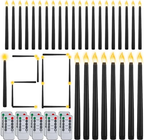 Miniatura 9 de Baquler 72 velas cónicas sin llama con control remoto y temporizador, candeleros de 11 pulgadas que funcionan con baterías, velas LED parpadeantes
