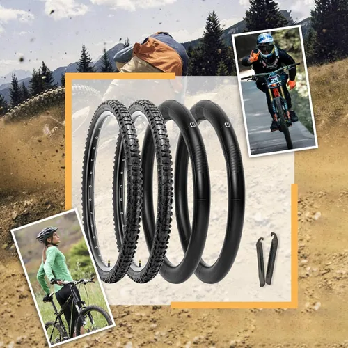 Miniatura 7 de Hycline Juego de neumáticos para bicicleta de montaña: 2 unidades de 20/24/26x1.95 pulgadas de repuesto plegables de alta densidad para bicicletas