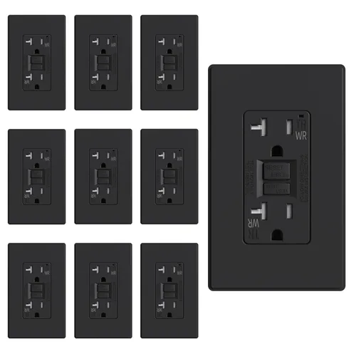 Miniatura 16 de ELEGRP Salida GFCI para Exteriores, Receptáculo GFI Eléctrico de Autoprueba de 15 Amperios con Diseño Más Delgado, Receptáculo GFCI Resistente a