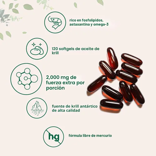 Miniatura 3 de Micro Ingredients Suplemento de aceite de krill antártico, 2,000 mg por porción, 120 cápsulas blandas, triple fuerza, rico en omega-3 EPA, DHA