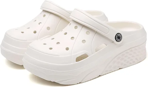 Miniatura 10 de SECHRITE Zuecos de plataforma para mujer, zapatos de jardín, impermeables, para playa, piscina, sandalias de verano, pantuflas para el hogar, serie