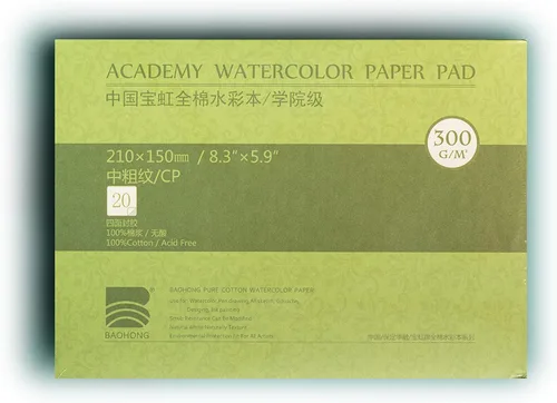 Miniatura 12 de BAOHONG Bloque de papel de acuarela, bloque de acuarela de grado academico, 100% algodón, sin ácidos, 140 libras/300 GSM, textura de prensa en frío
