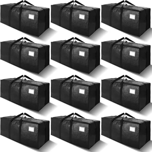 VELVETSURE Paquete de 12 bolsas de mudanza extra grandes resistentes con correas de mochila, asas fuertes y cremalleras, bolsas de almacenamiento