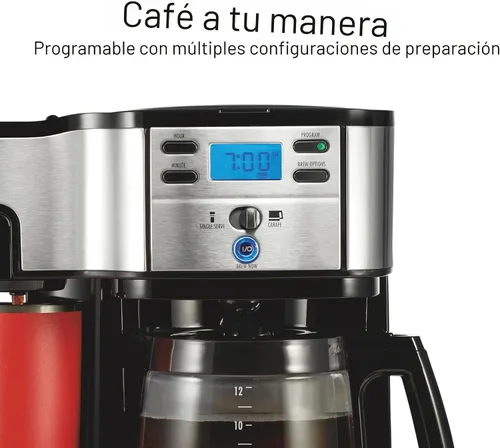 Miniatura 6 de Hamilton Beach Cafetera Brewer de 2 vías, olla de un solo servicio y 12 tazas, acero inoxidable (49980A), jarra Negro
