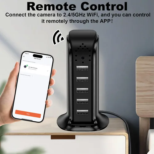 Miniatura 2 de Cámara con cargador WiFi, mini cámara oculta HD de 1080P para seguridad en interiores, cámara inalámbrica para niñera con detección de movimiento