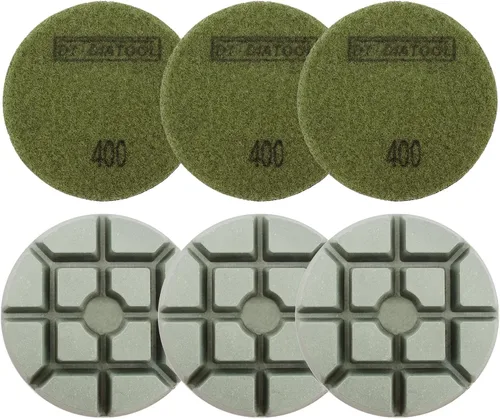 Miniatura 36 de DT-DIATOOL Almohadillas de pulido de diamante para piso, resina de terrazo, diámetro del suelo, grano de 4 pulgadas, 800 unidades, 6
