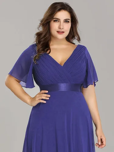 Miniatura 176 de Ever-Pretty Vestido formal para mujer, Navidad, Año Nuevo, cuello en V, gasa, talla grande, largo hasta el suelo, vestido de dama de honor