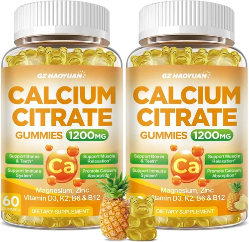 Miniatura 17 de Gomitas de citrato de calcio - Suplementos de 1200 mg de calcio en gomitas para mujeres y hombres con vitamina D3, K2, magnesio, zinc de alta