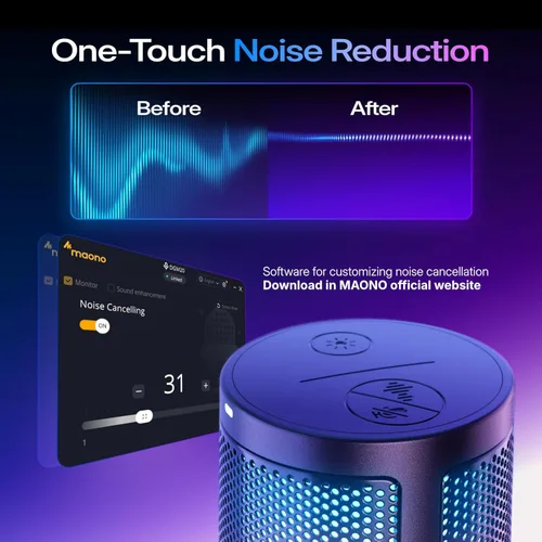 Miniatura 3 de MAONO USB Gaming Microphone for PC, Noise Cancellation Condenser Mic with RGB Lights, Mute, Gain for Streaming, Recording, Podcast, Chat, Twitch