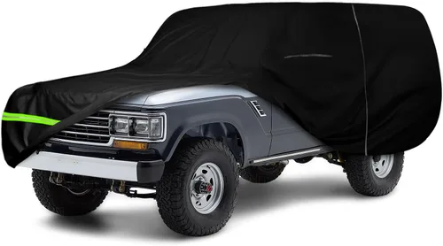 Miniatura 9 de Funda impermeable para automóvil de repuesto para Toyota Land Cruiser FJ40/41/42 210T 1960-1984 para todo tipo de clima, con puerta de cremallera