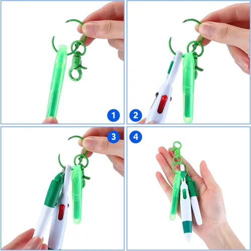 Miniatura 3 de Sherr 25 juegos de bolígrafos retráctiles para enfermeras con mini resaltador, marcador permanente, llavero, clip para porta credenciales