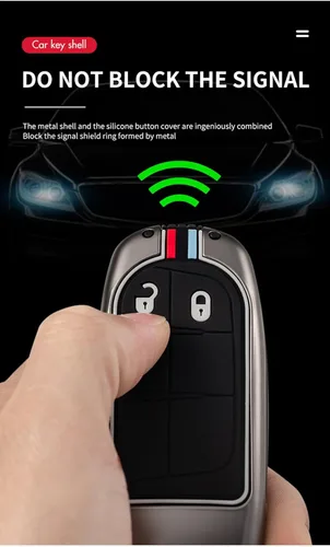 Miniatura 8 de ontto Funda de metal para llavero de automóvil, protección completa para Jeep Grand Renegade Cherokee Smart Remote Car Key Holder para Dodge