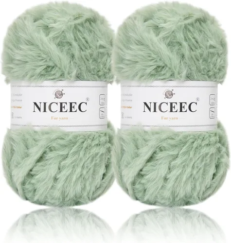 Miniatura 91 de NICEEC Hilo de Pelo Sintético Super Suave, Grueso y Esponjoso, Hilo de Pestañas para Crochet y Tejido (Longitud Total 192m/9.1kg) - Otoño/300g