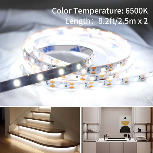 Miniatura 2 de Tira de luz LED USB de 6500 K con caja de batería, tira de luces blancas de luz diurna de 16.4 pies para debajo del gabinete, cortables