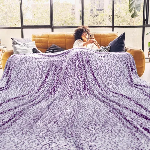 Miniatura 14 de ZHIKU Manta de Tiro Azul Tamaño Queen Suave de Forro Polar Mantas de Tiro para Cama Leopardo azul