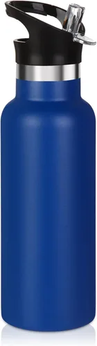 Miniatura 44 de Volhoply Botella de agua aislada para niños de 17 onzas, botellas de agua de acero inoxidable con tapa con pajilla, botella de agua de metal al