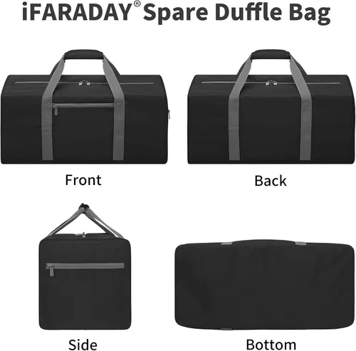 Miniatura 6 de Bolsa de lona plegable de 22 pulgadas, pequeña bolsa de equipaje ligera para viajes, gimnasio, deporte, Negro -, Bolsa de lona pequeña
