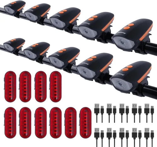 Miniatura 7 de Kunhe Rechargeable Bicycle Front and Rear Lights with Horn 1200mah Battery 120dB Bicycle Bell 150 lumens 3 Light Modes 5 Horn Modes Suitable for