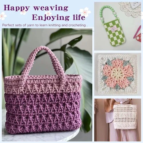 Miniatura 5 de 200g de hilo de algodón hueco tejido a crochet, hilo redondo de tela para bolso de mano de bricolaje, canasta, cojín, bolsa de crochet (Azul Aqua)