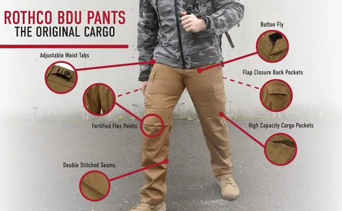 Miniatura 5 de Rothco - Pantalones tácticos de camuflaje estilo uniforme militar BDU, tipo cargo