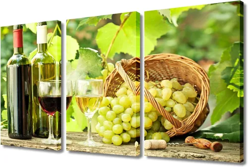 Miniatura 77 de Obra de arte para paredes del hogar, 3 paneles de letras de vino tinto, pinturas de corcho, impresiones HD, arte de pared de corcho de vino sobre