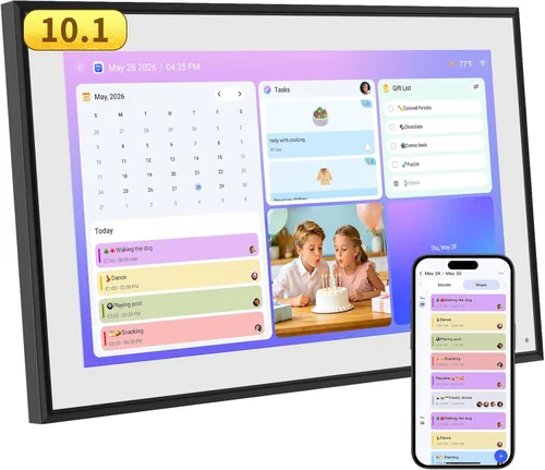 Calendario digital inteligente de 10.1 pulgadas y tabla de tareas, pantalla táctil Full HD, sincronización WiFi, planificador electrónico para