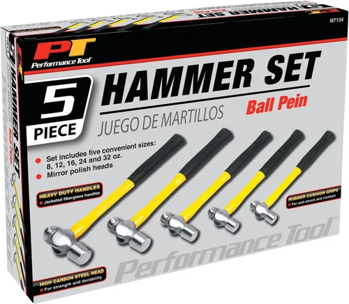 Miniatura 2 de Performance Tool M7134 Juego de martillo de bola de fibra de vidrio, con mango de fibra de vidrio (5 piezas)