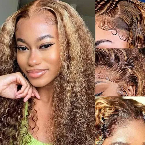 Miniatura 46 de Peluca de encaje frontal de 30 pulgadas, cabello humano prearrancado de densidad 180, peluca de encaje frontal brasileña con cabello húmedo y Encaje