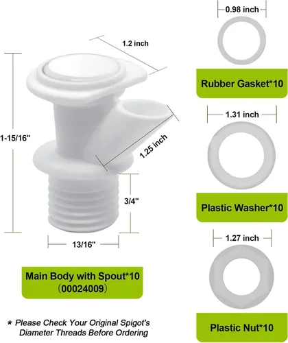 Miniatura 2 de Kit de 10 boquillas de botón de repuesto compatible con enfriadores Igloo de 2, 3, 5 y 10 galones, boquilla de repuesto para jarra de agua Igloo